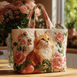 Vintage Tas "Rode Kat Tussen Rozen" — Romantisch