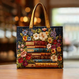 Haftowana Vintage Tas "Boeken in Bloemen" — Literair