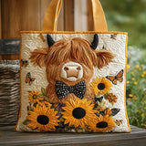 Haftowana Vintage Tas "Schotse Koe en Zonnebloemen" — Rustiek