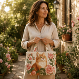 Vintage Tas "Rode Kat Tussen Rozen" — Romantisch