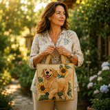 Vintage Tas "Golden Retriever en Zonnebloemen" — Zomer