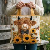Haftowana Vintage Tas "Schotse Koe en Zonnebloemen" — Rustiek