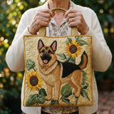 Vintage Handgemaakte Tas "Herdershond en Zonnebloemen" — Landelijk